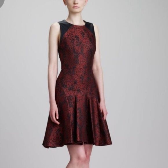 Jason Wu jacquard and leather flounce Dress 8 - Picture 1 of 10